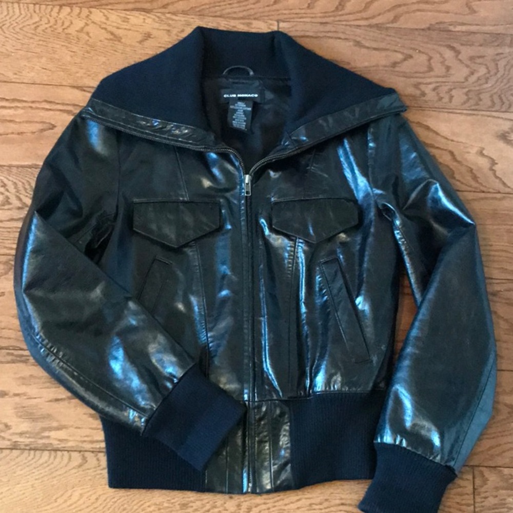 Club Monaco black leather jacket